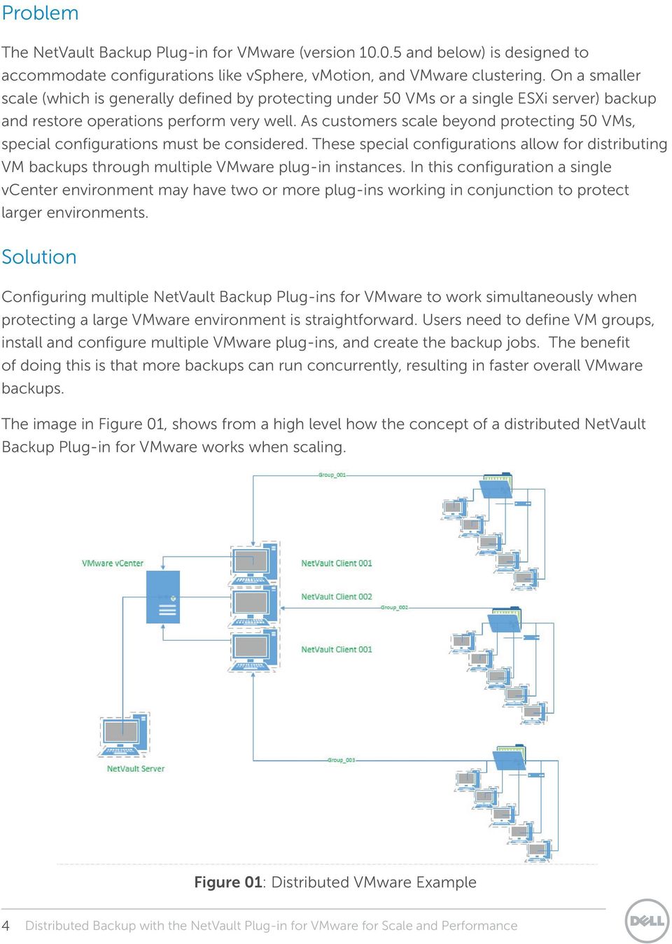 As customers scale beyond protecting 50 VMs, special configurations must be considered. These special configurations allow for distributing VM backups through multiple VMware plug-in instances.