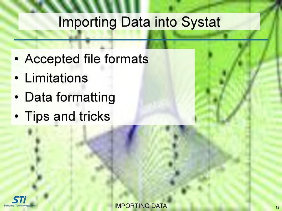 Limitations Data formatting