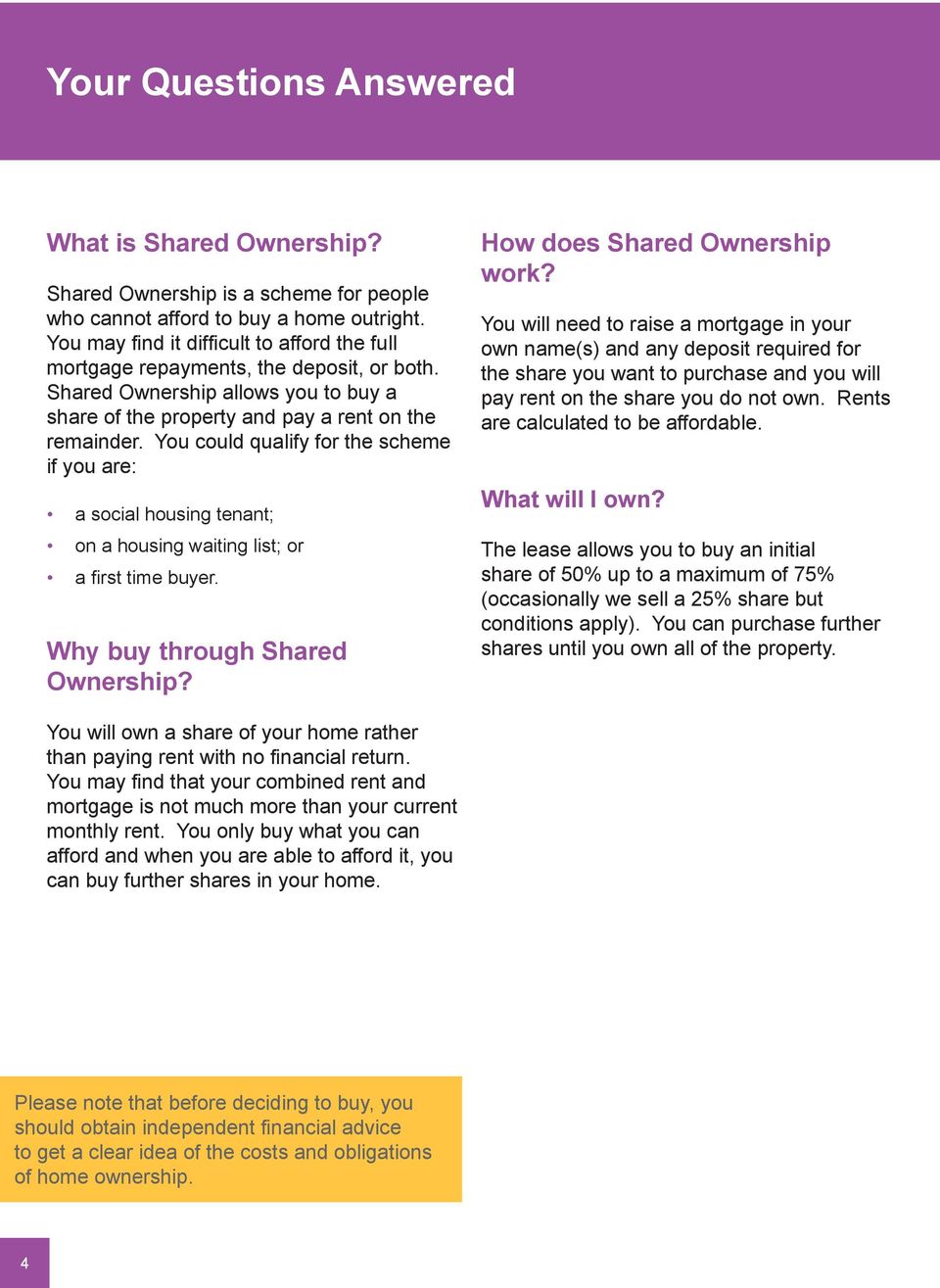 You could qualify for the scheme if you are: a social housing tenant; on a housing waiting list; or a first time buyer. Why buy through Shared Ownership? How does Shared Ownership work?