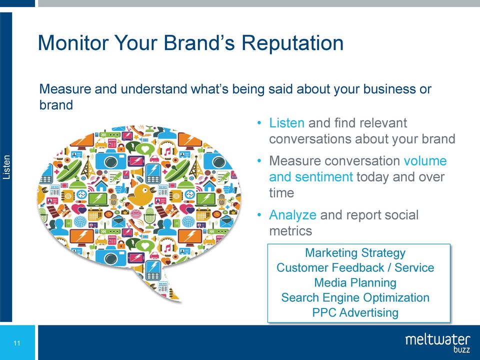 conversation volume and sentiment today and over time Analyze and report social metrics