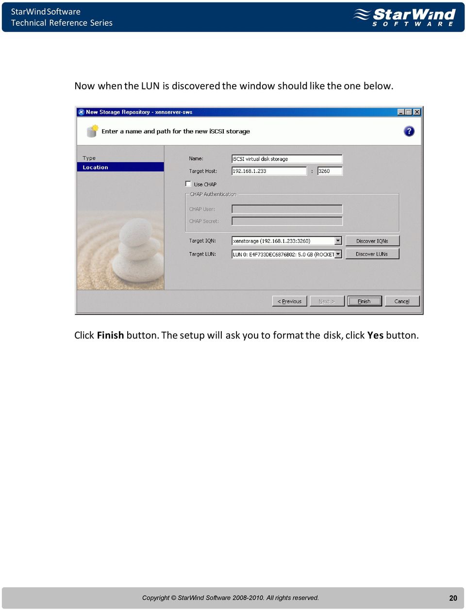 The setup will ask you to format the disk, click