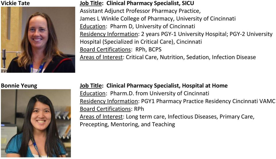 Job Title: Clinical Pharmacy Specialist, Hospital at Home Education: Pharm.D.