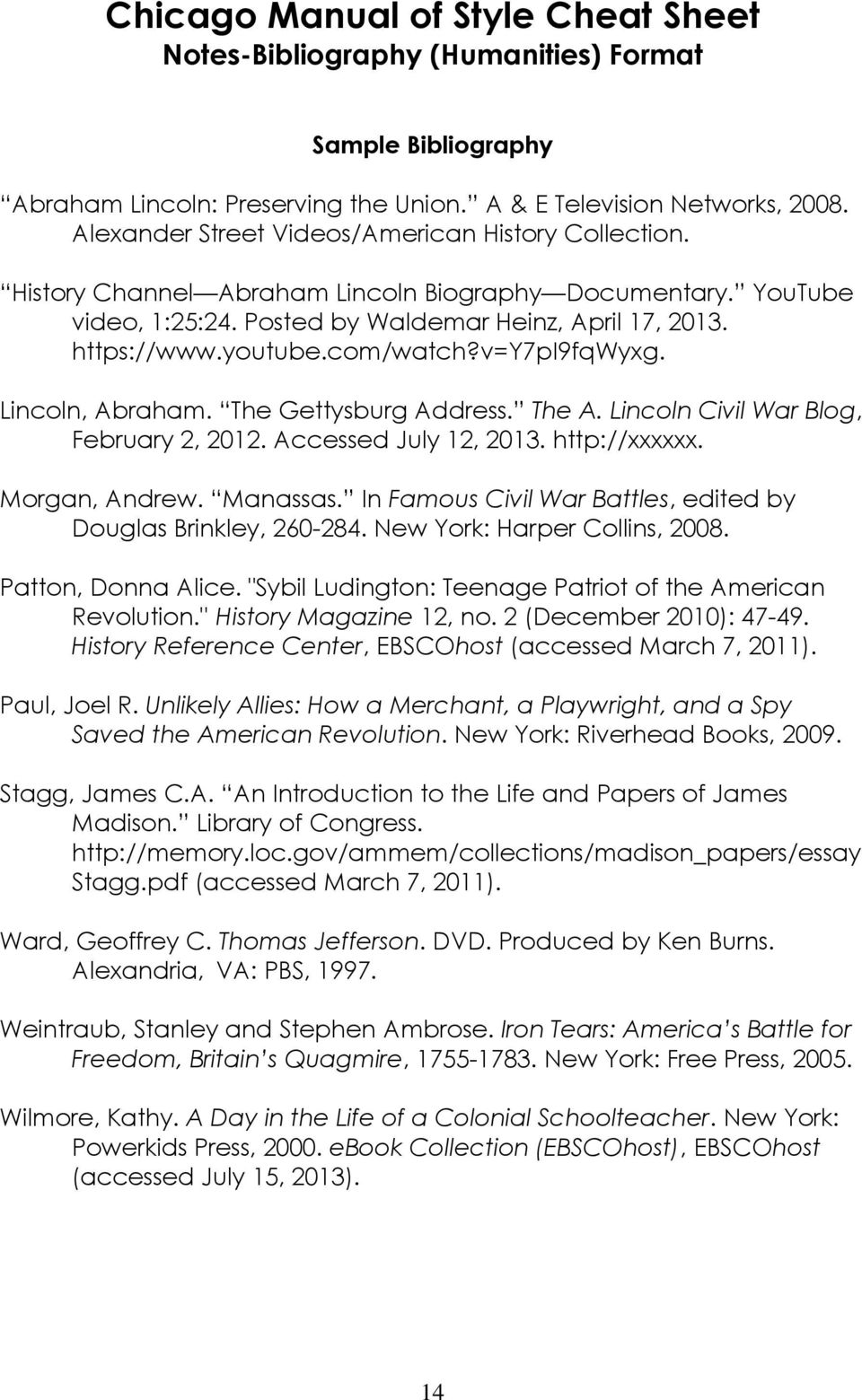 sample bibliography page chicago style
