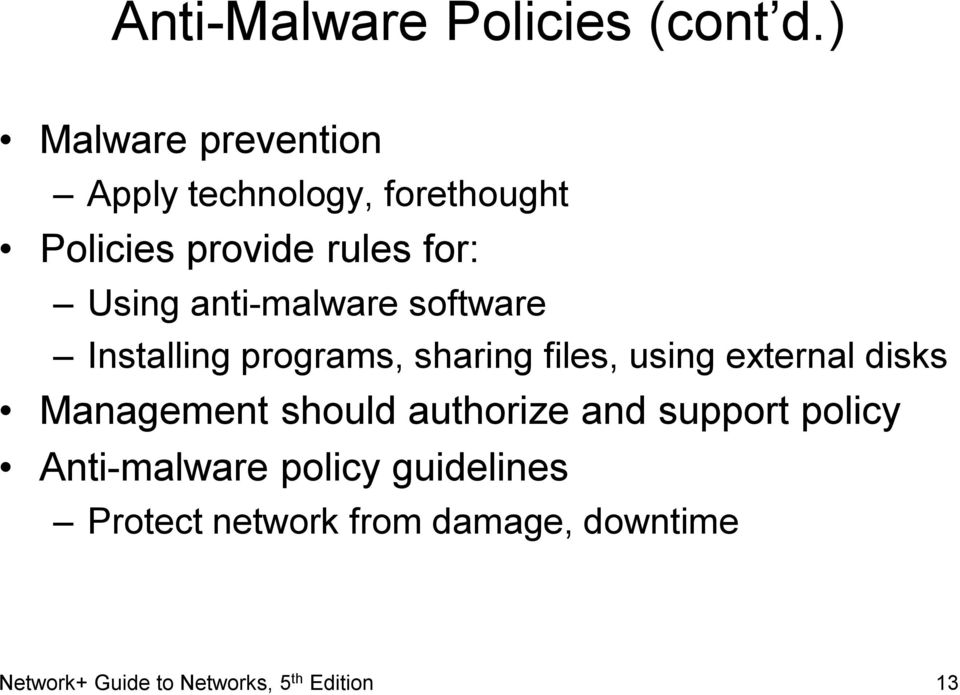 anti-malware software Installing programs, sharing files, using external disks