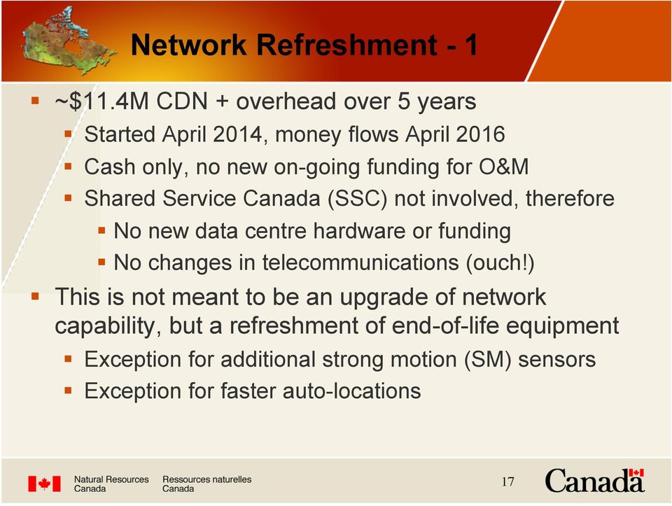 No new data centre hardware or funding! No changes in telecommunications (ouch!)!