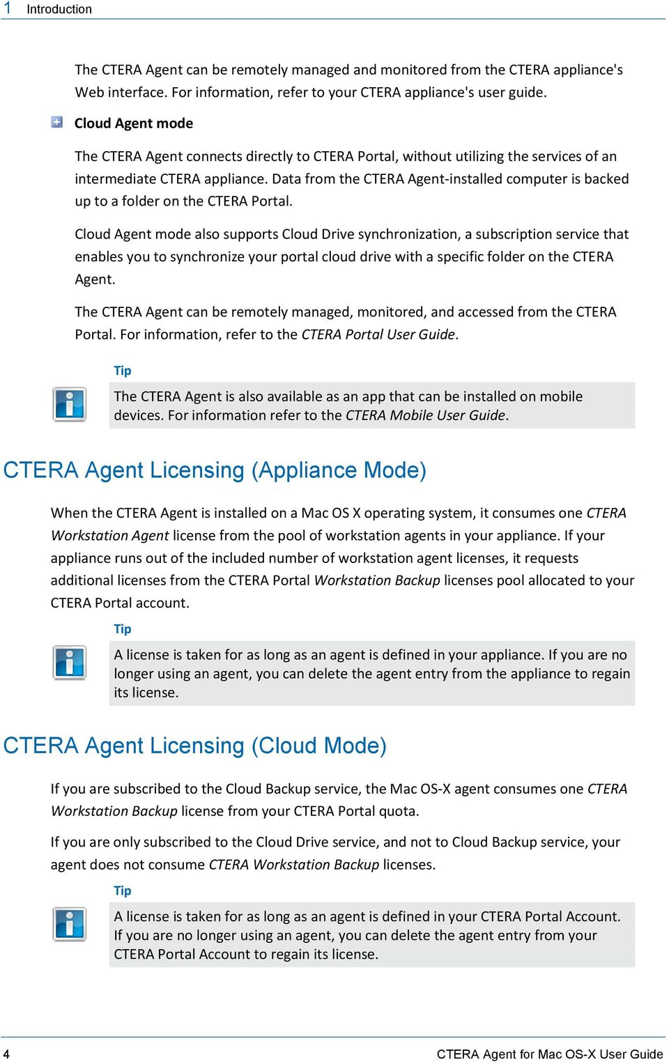 Data from the CTERA Agent-installed computer is backed up to a folder on the CTERA Portal.