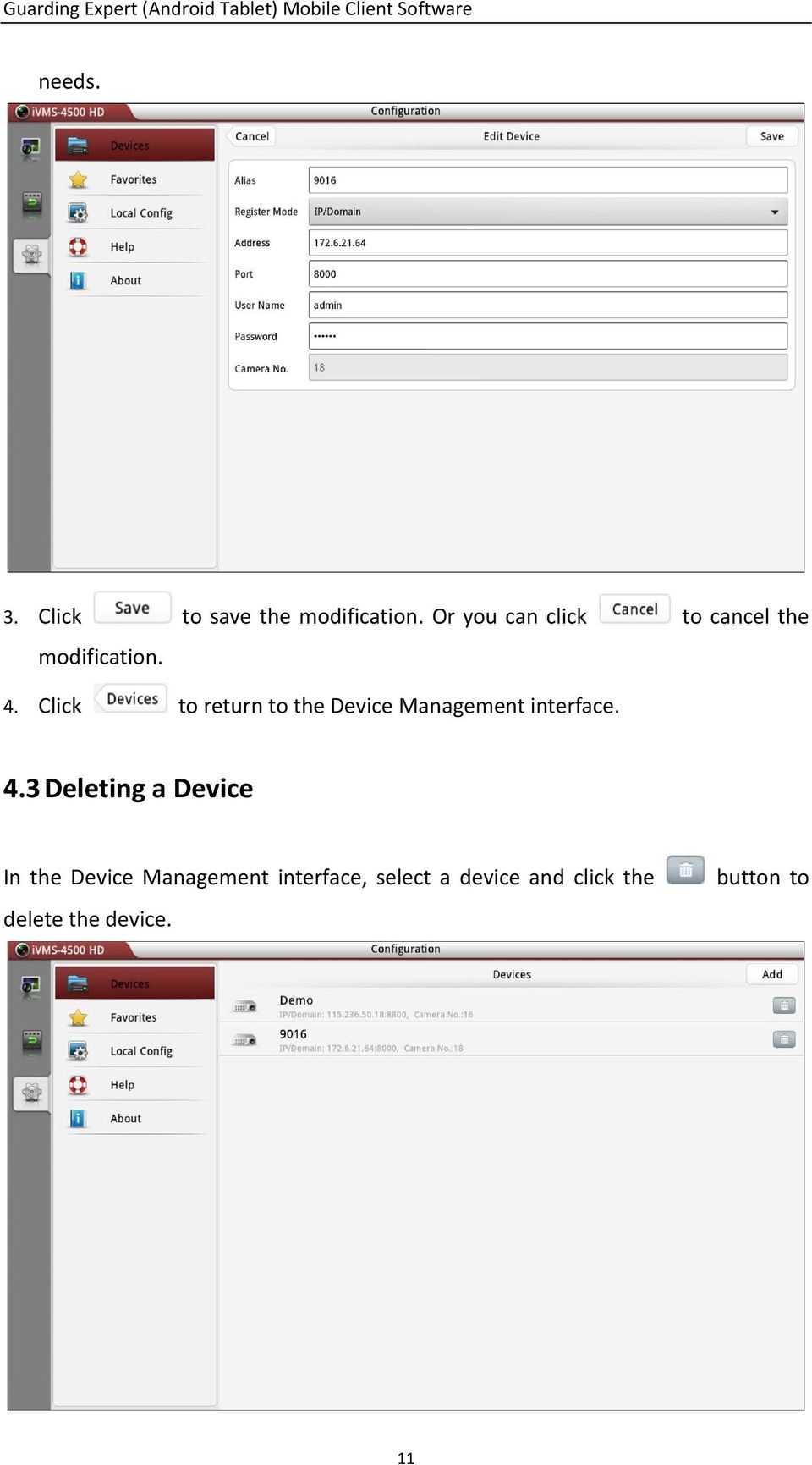 Click to return to the Device Management interface. 4.