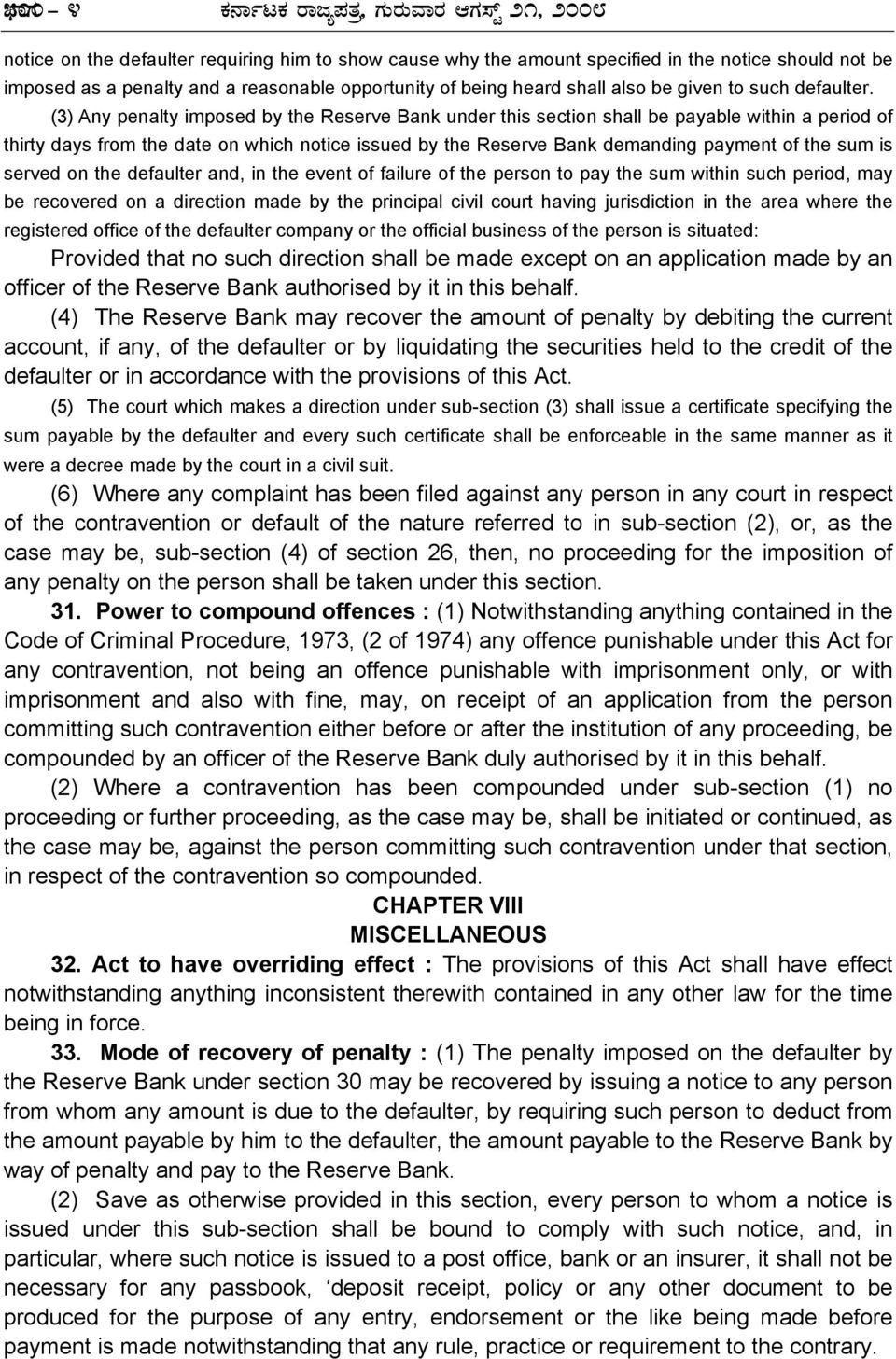(3) Any penalty imposed by the Reserve Bank under this section shall be payable within a period of thirty days from the date on which notice issued by the Reserve Bank demanding payment of the sum is