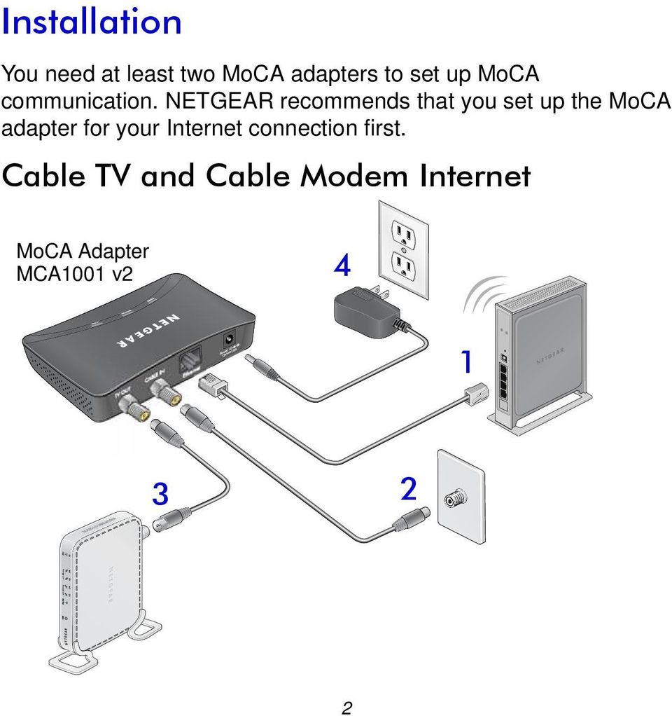 NETGEAR recommends that you set up the MoCA adapter for