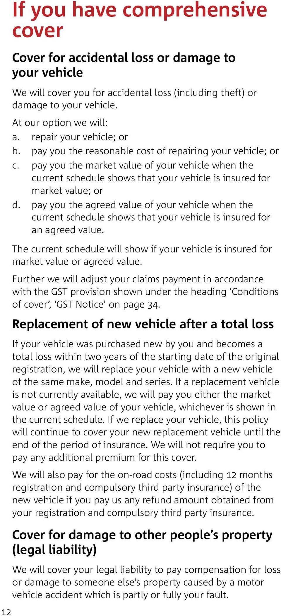 pay you the market value of your vehicle when the current schedule shows that your vehicle is insured for market value; or d.