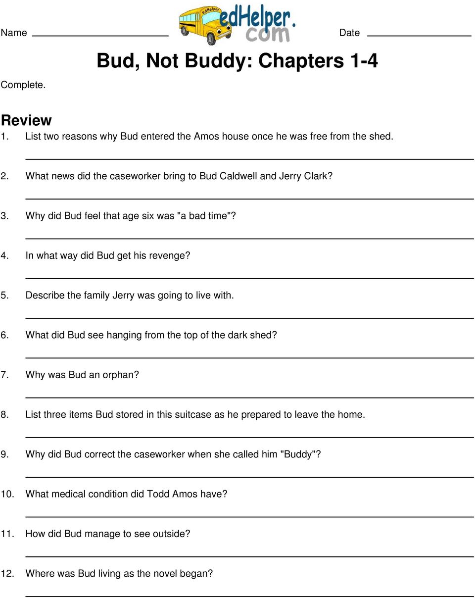 Bud, Not Buddy: Chapters Pdf Free Download