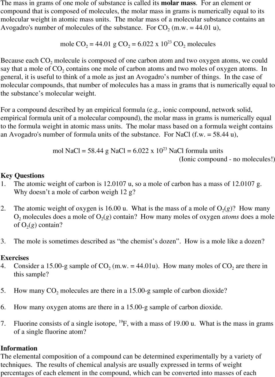Chem 115 Pogil Worksheet Week 4 Moles Stoichiometry Pdf Free Download