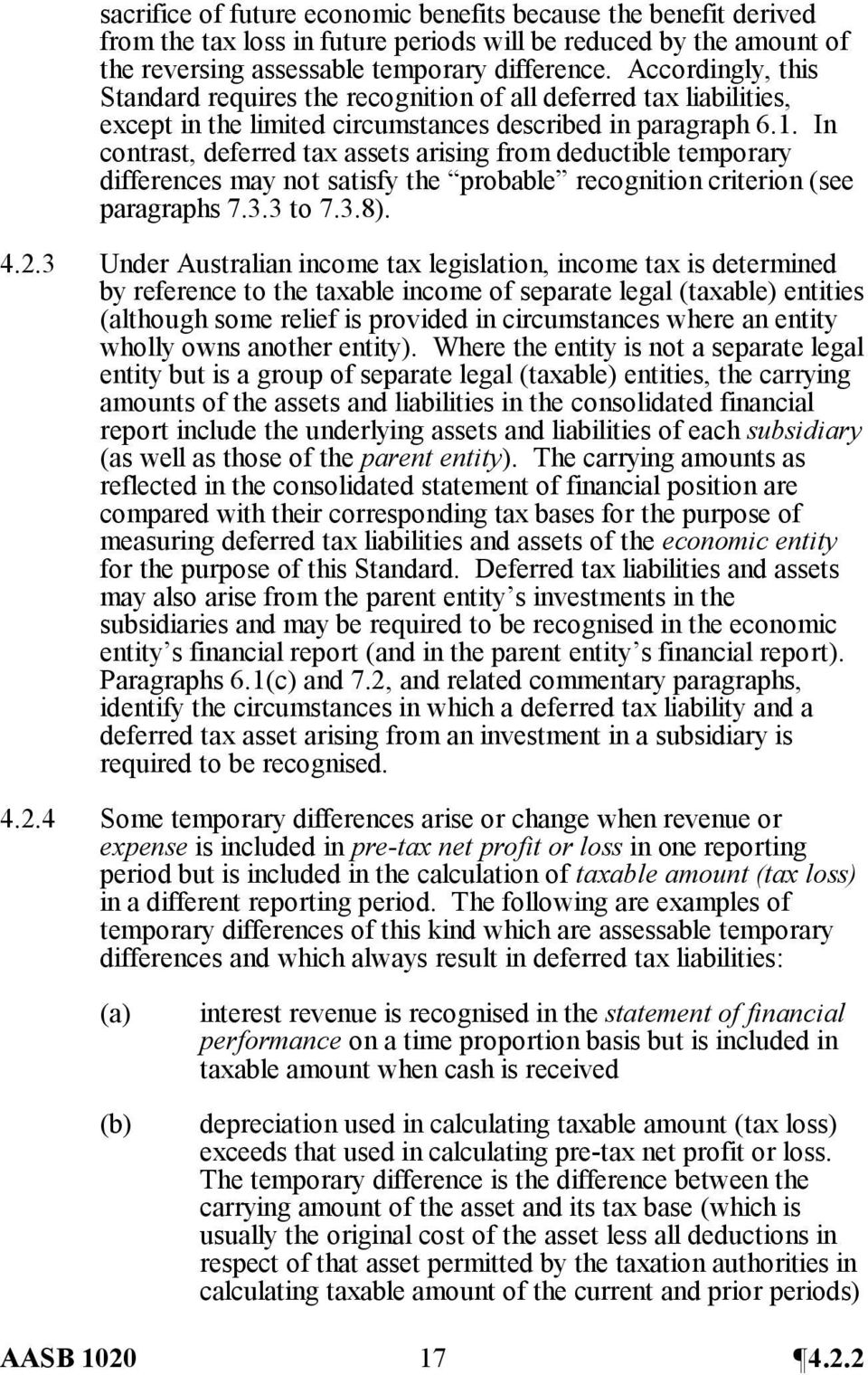 In contrast, deferred tax assets arising from deductible temporary differences may not satisfy the probable recognition criterion (see paragraphs 7.3.3 to 7.3.8). 4.2.