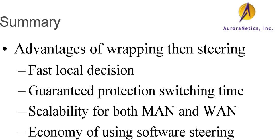 protection switching time Scalability for