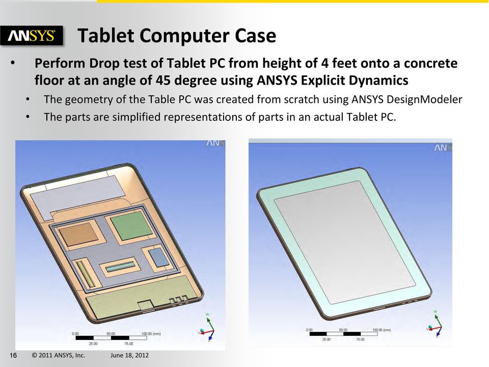 The geometry of the Table PC was created from scratch using ANSYS