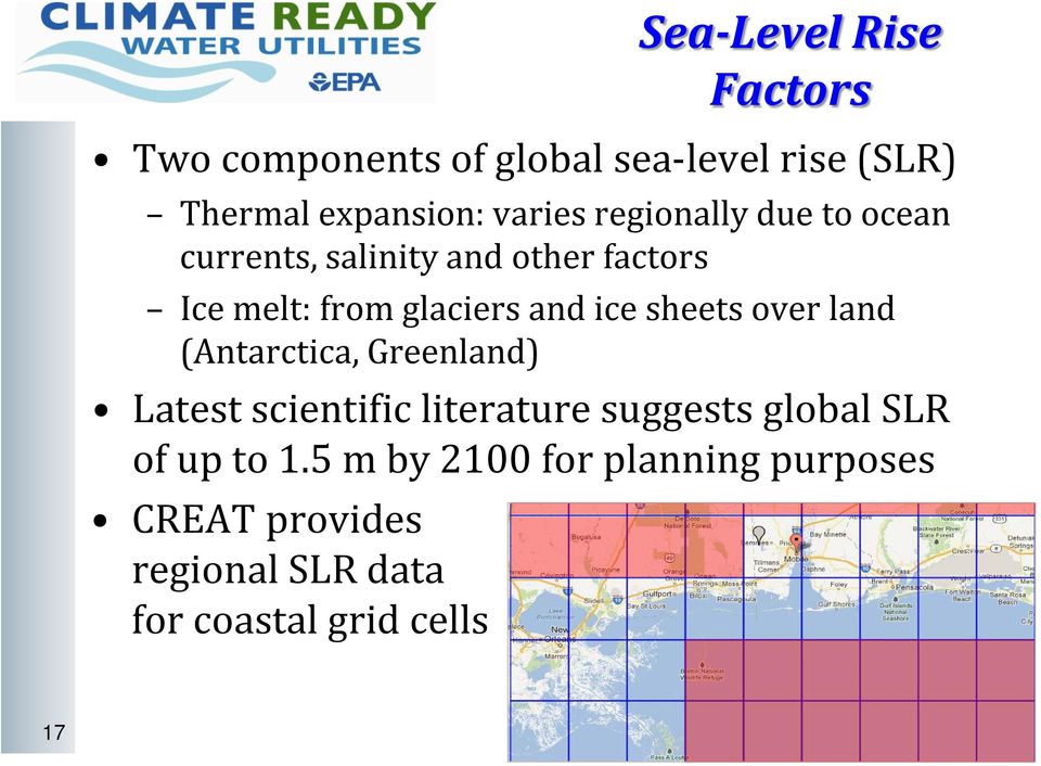 sheets over land (Antarctica, Greenland) Latest scientific literature suggests global SLR of up