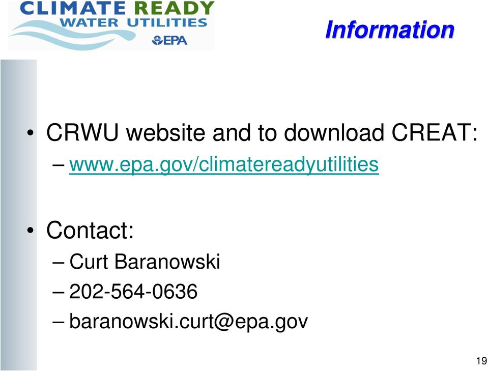 gov/climatereadyutilities Contact: