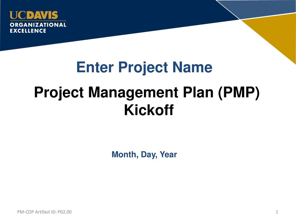 Plan (PMP) Kickoff