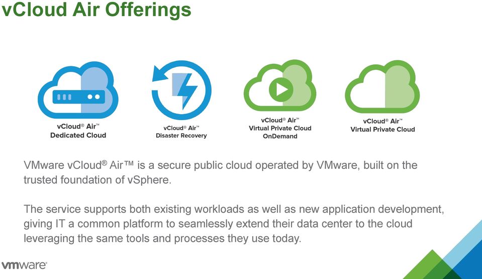 The service supports both existing workloads as well as new application development,