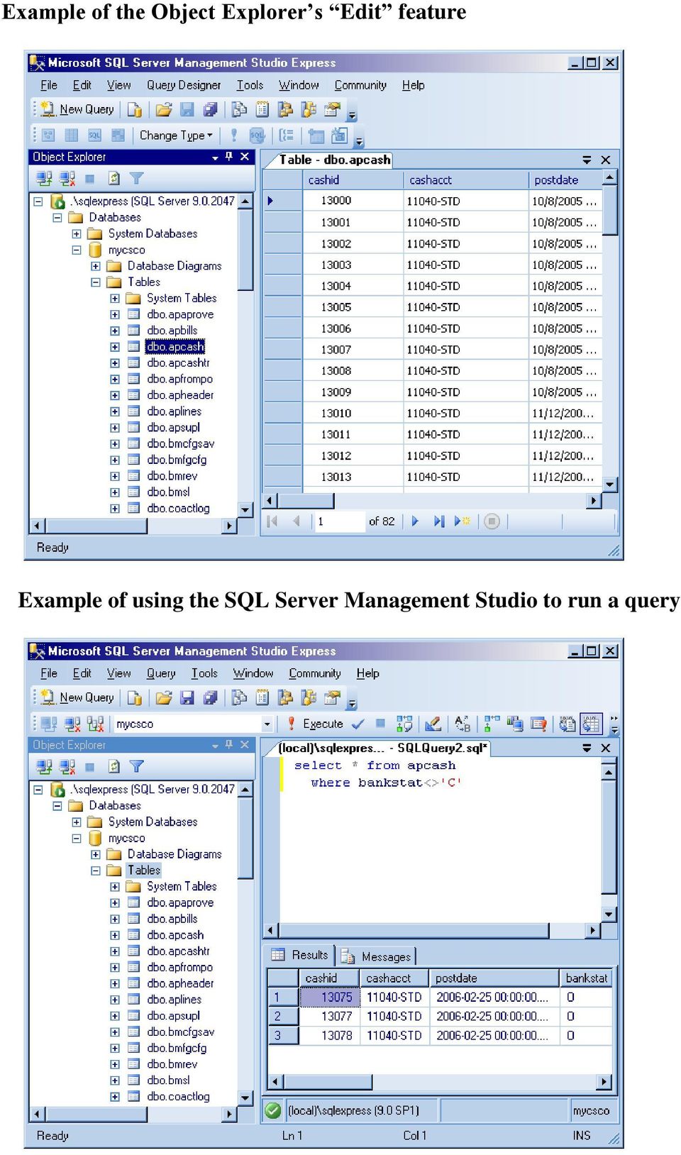 Example of using the SQL