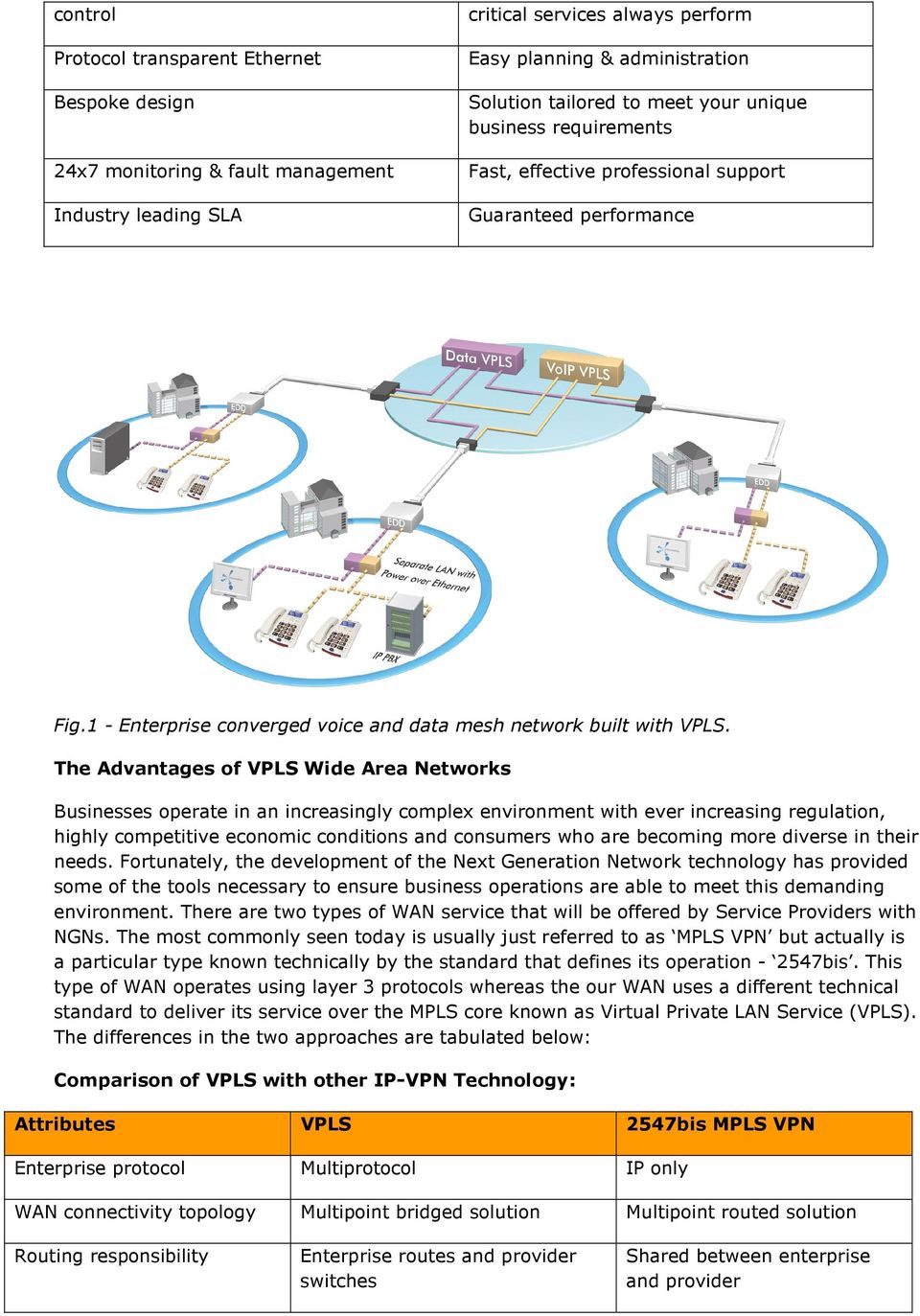 The Advantages of VPLS Wide Area Networks Businesses operate in an increasingly complex environment with ever increasing regulation, highly competitive economic conditions and consumers who are