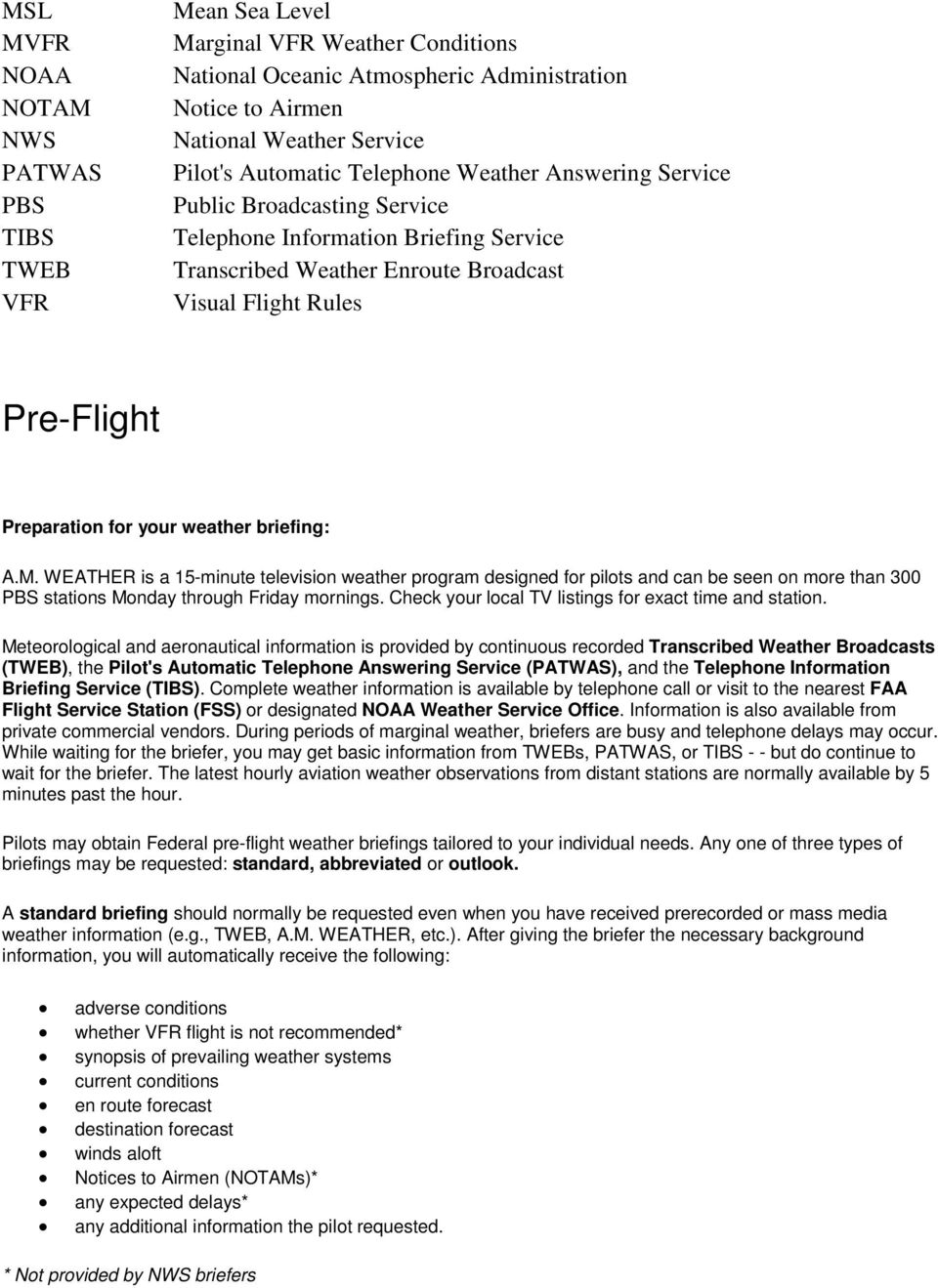 A Pilots Guide To Aviation Weather Services Pdf