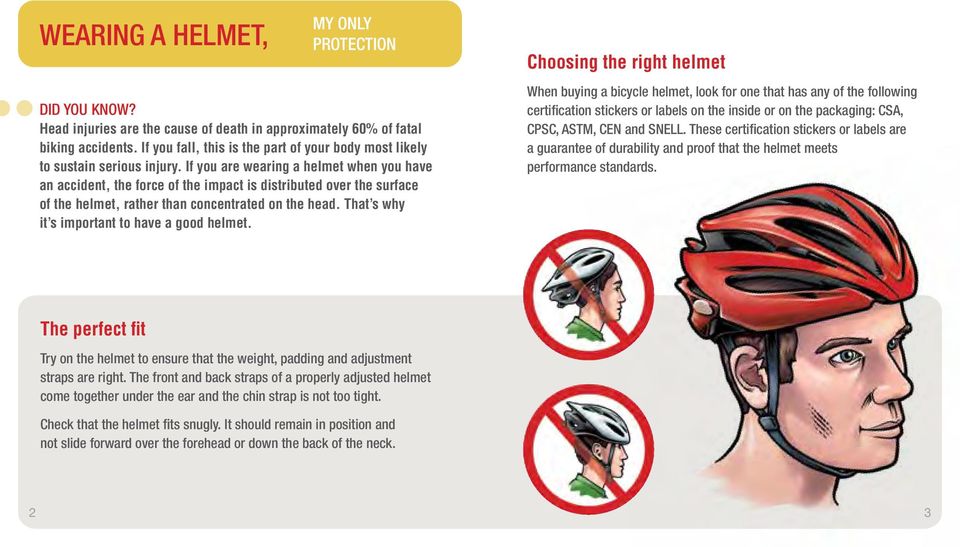 If you are wearing a helmet when you have an accident, the force of the impact is distributed over the surface of the helmet, rather than concentrated on the head.
