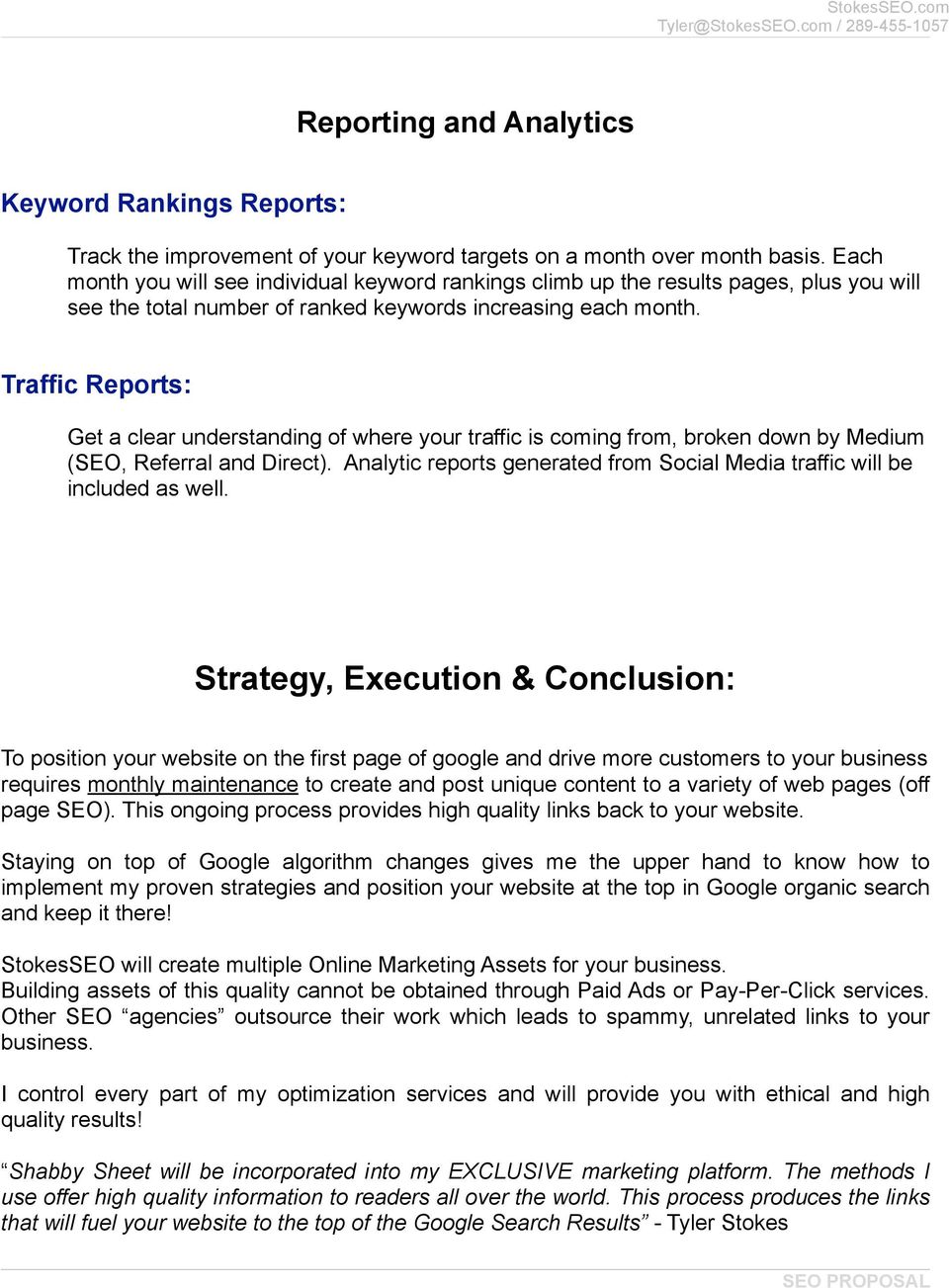 Traffic Reports: Get a clear understanding of where your traffic is coming from, broken down by Medium (SEO, Referral and Direct).