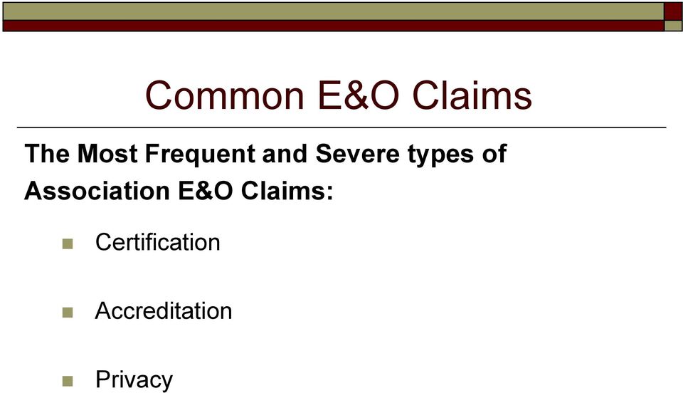 Association E&O Claims: