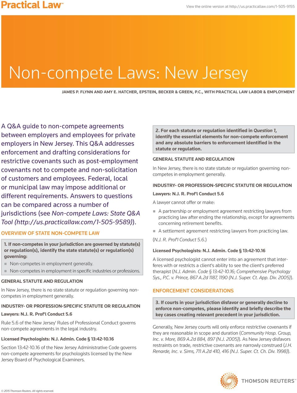 Non Compete Laws New Jersey Pdf Free Download