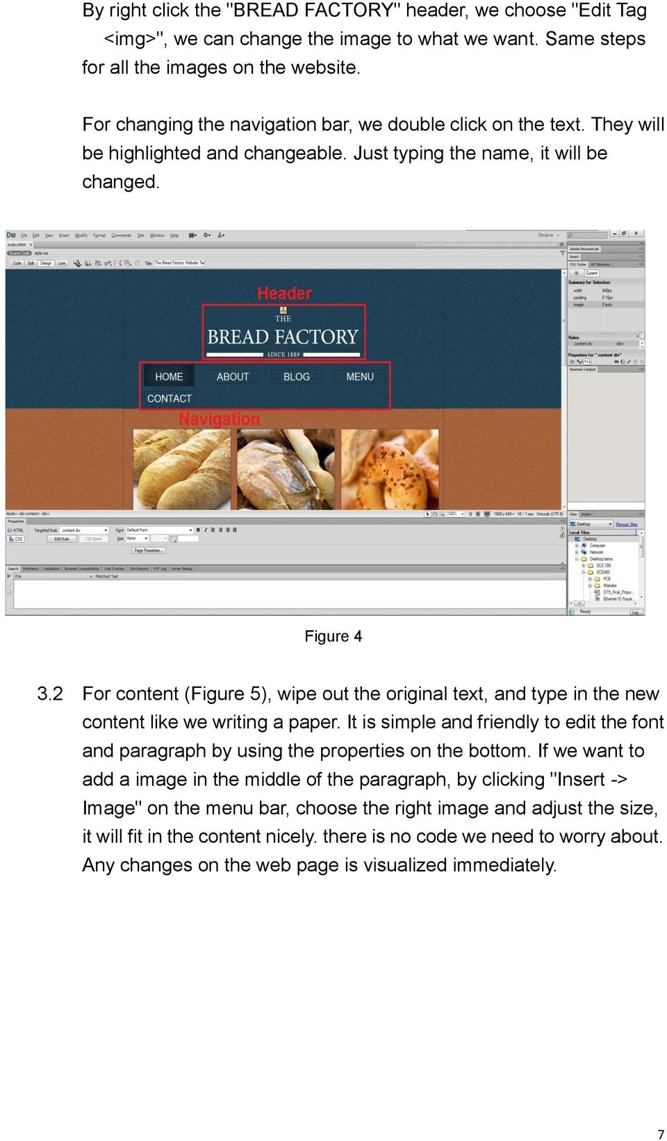2 For content (Figure 5), wipe out the original text, and type in the new content like we writing a paper.