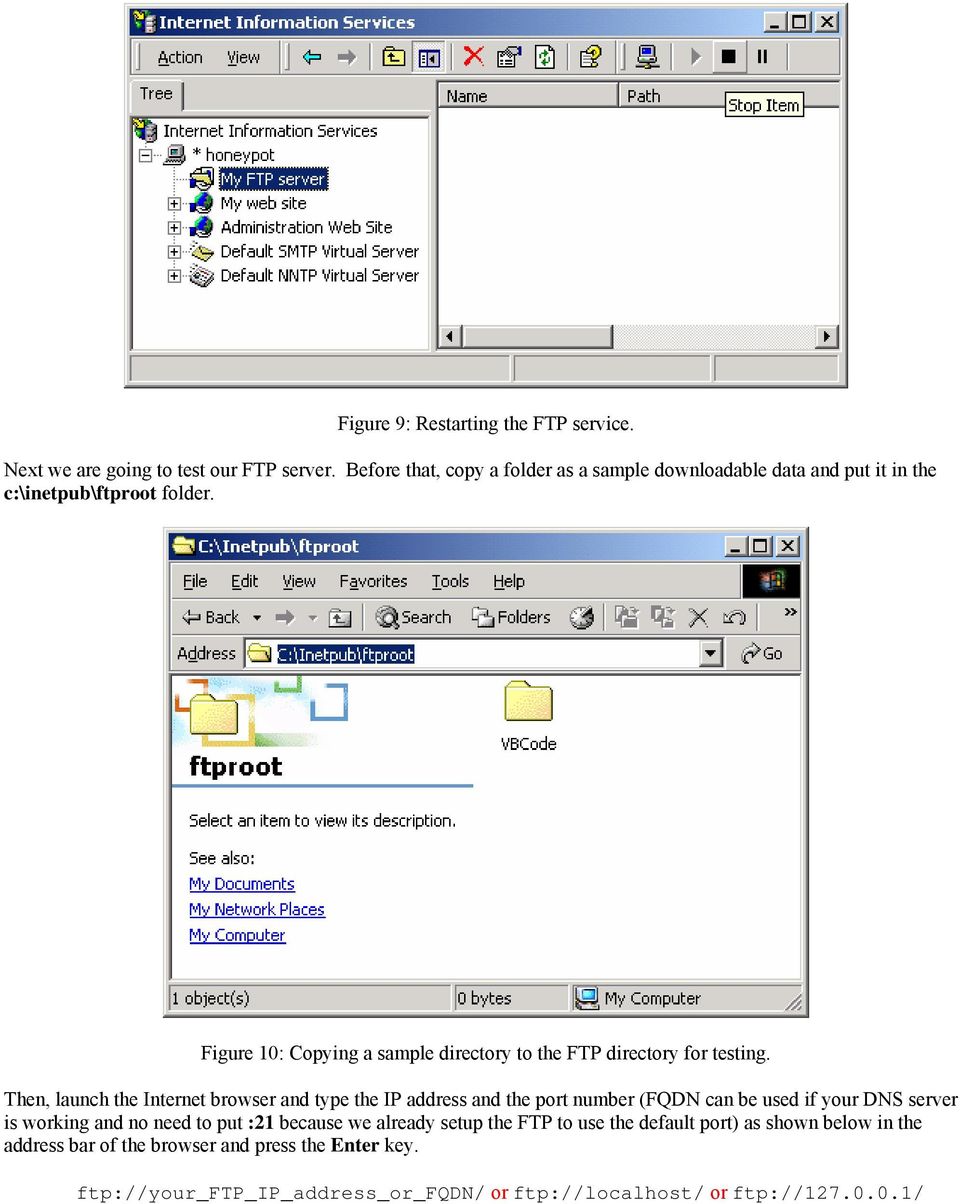 Figure 10: Copying a sample directory to the FTP directory for testing.