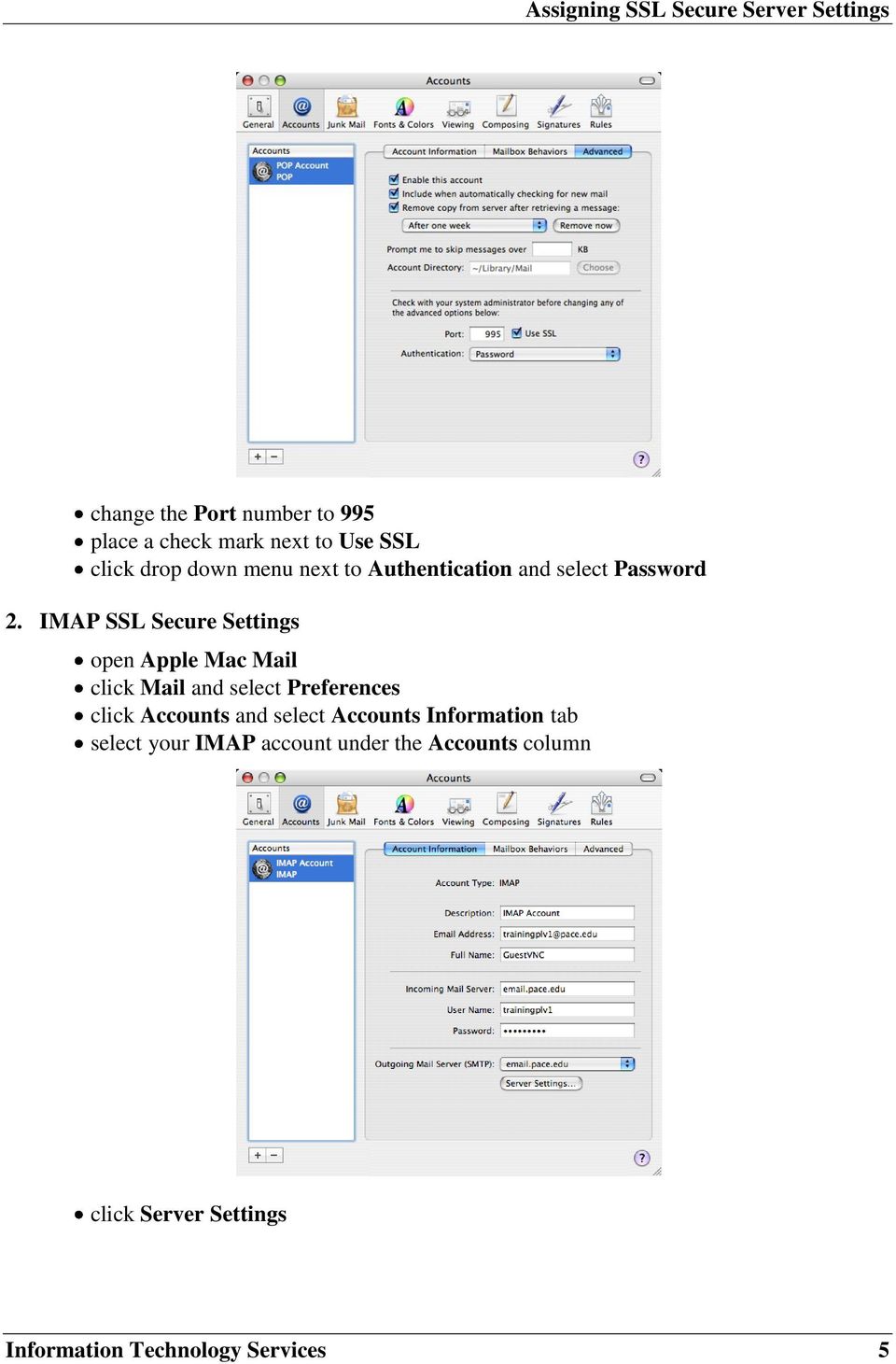 IMAP SSL Secure Settings open Apple Mac Mail click Mail and select Preferences click