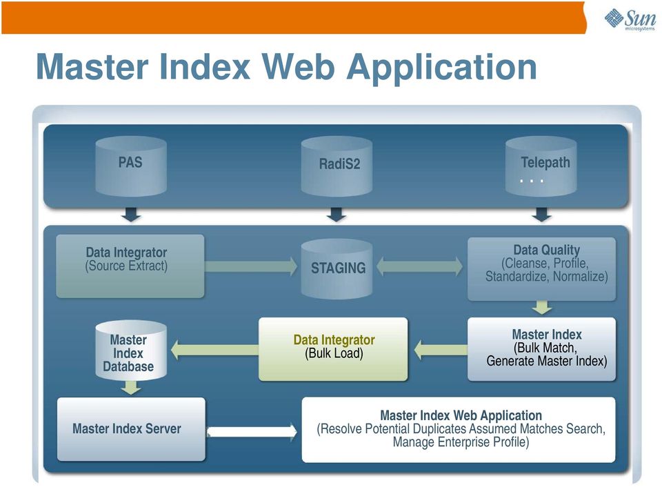 Normalize) Master Index Database Data Integrator (Bulk Load) Master Index (Bulk Match,