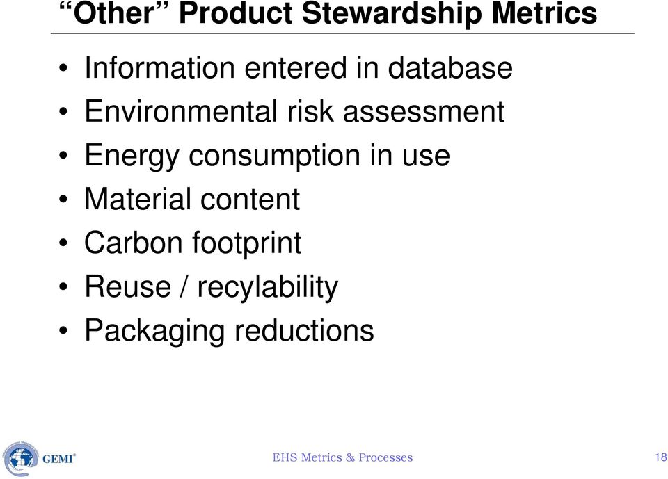 consumption in use Material content Carbon footprint