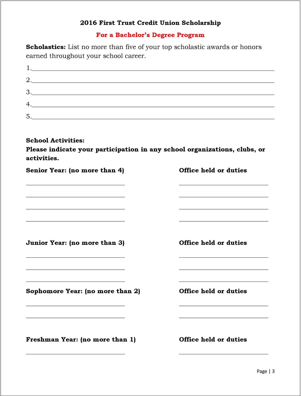 School Activities: Please indicate your participation in any school organizations, clubs,