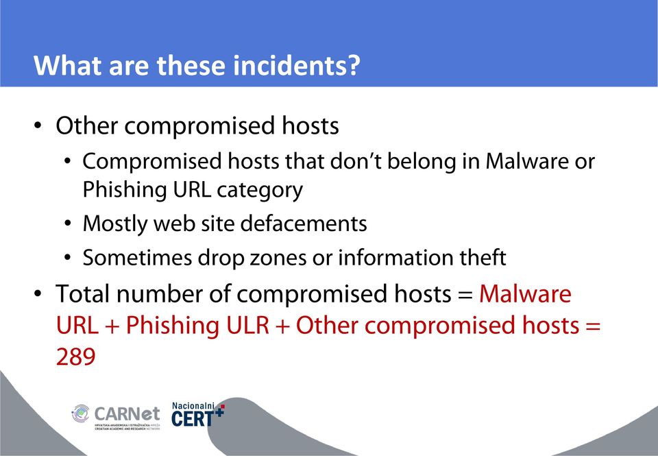 or Phishing URL category Mostly web site defacements Sometimes drop