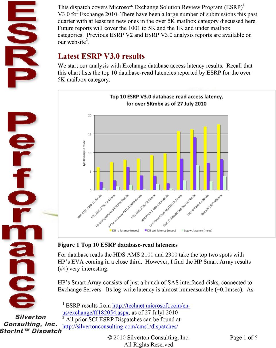 Future reports will cover the 1001 to 5K and the 1K and under mailbox categories. Previous ESRP V2 and ESRP V3.0 analysis reports are available on our website 2. Latest ESRP V3.