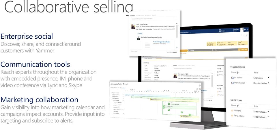 video conference via Lync and Skype Marketing collaboration Gain visibility into how