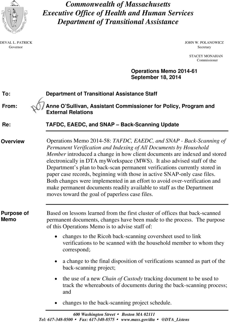 Commonwealth Of Massachusetts Executive Office Of Health And Human Services Department Of Transitional Assistance Pdf Free Download