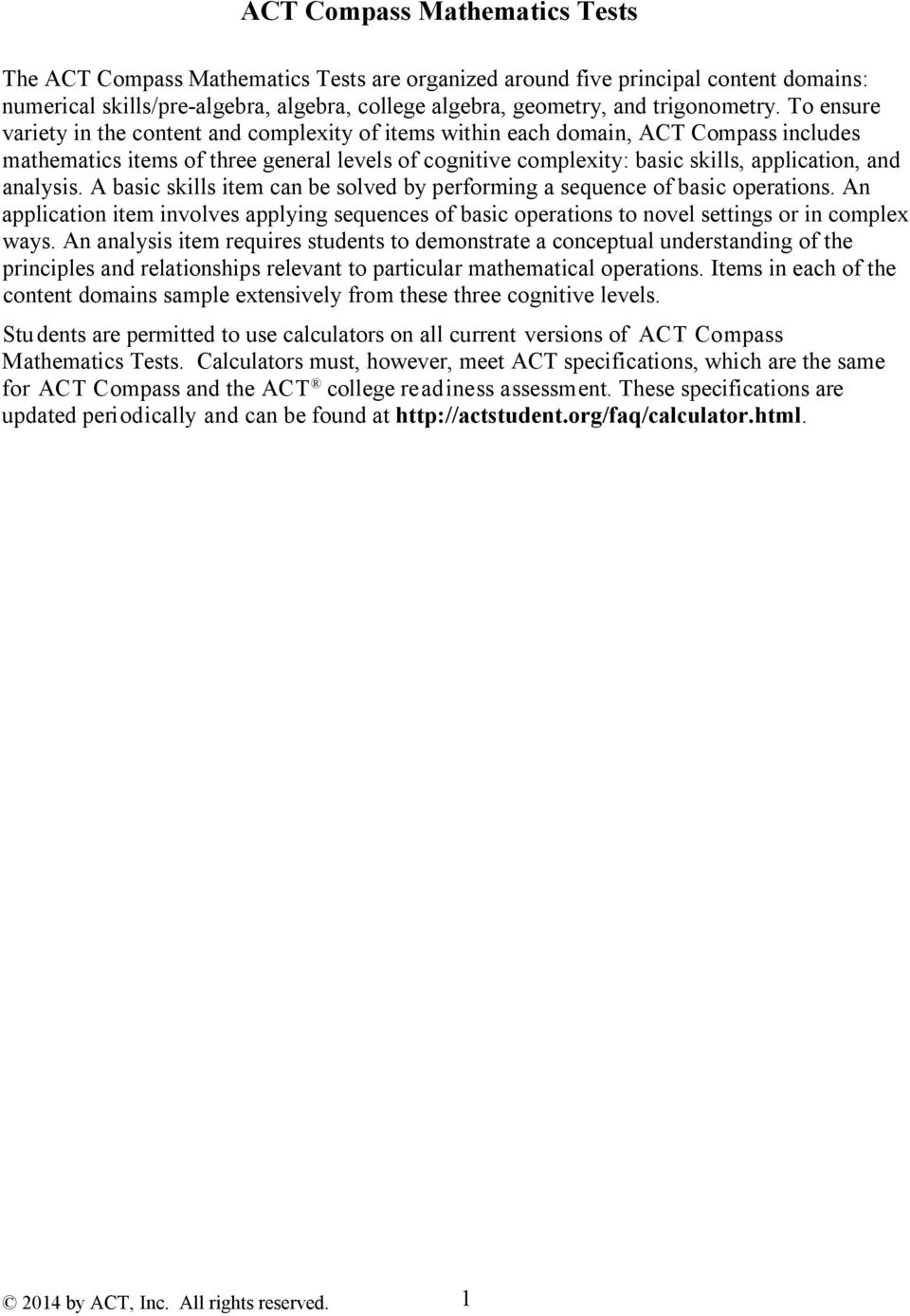 ACT COMPASS-Math Computer-adaptive College Placement Test Exam QA PDF&Simulator 