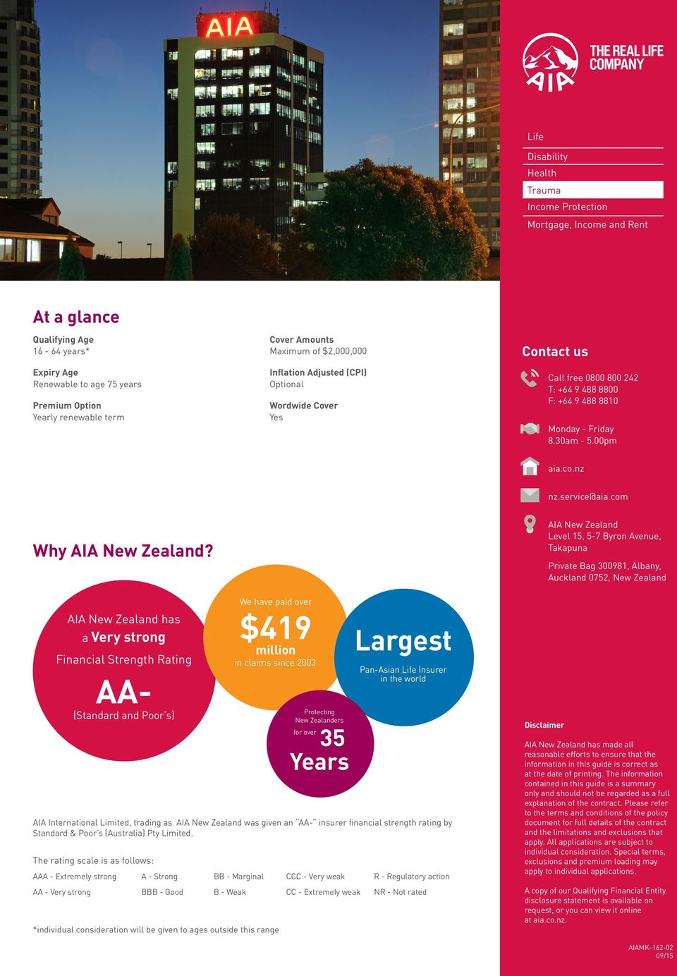 service@aia.com Why AIA New Zealand?