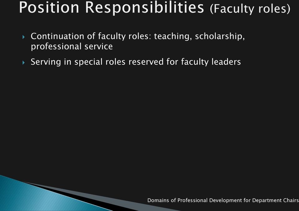 special roles reserved for faculty leaders