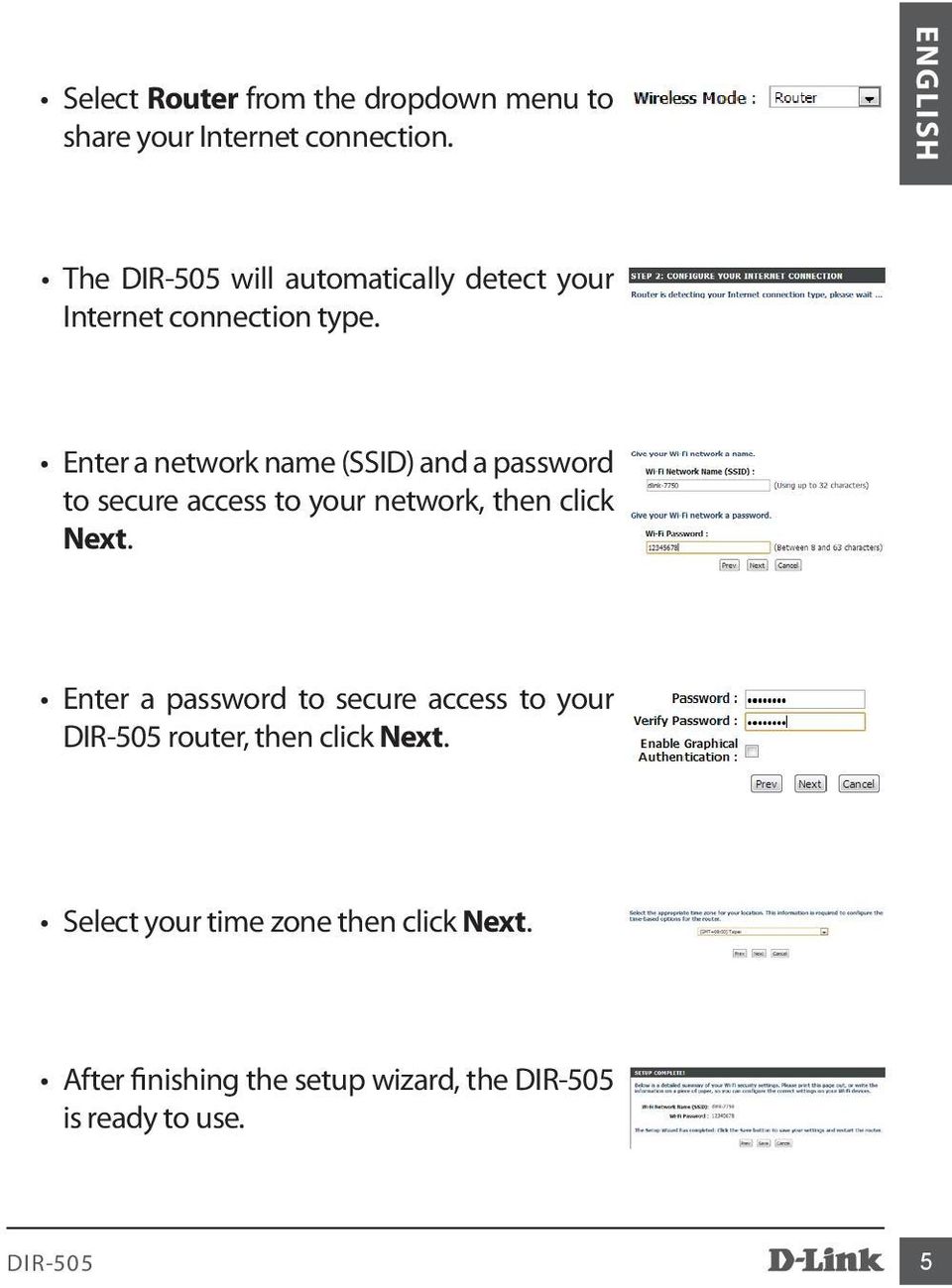 Enter a network name (SSID) and a password to secure access to your network, then click Next.