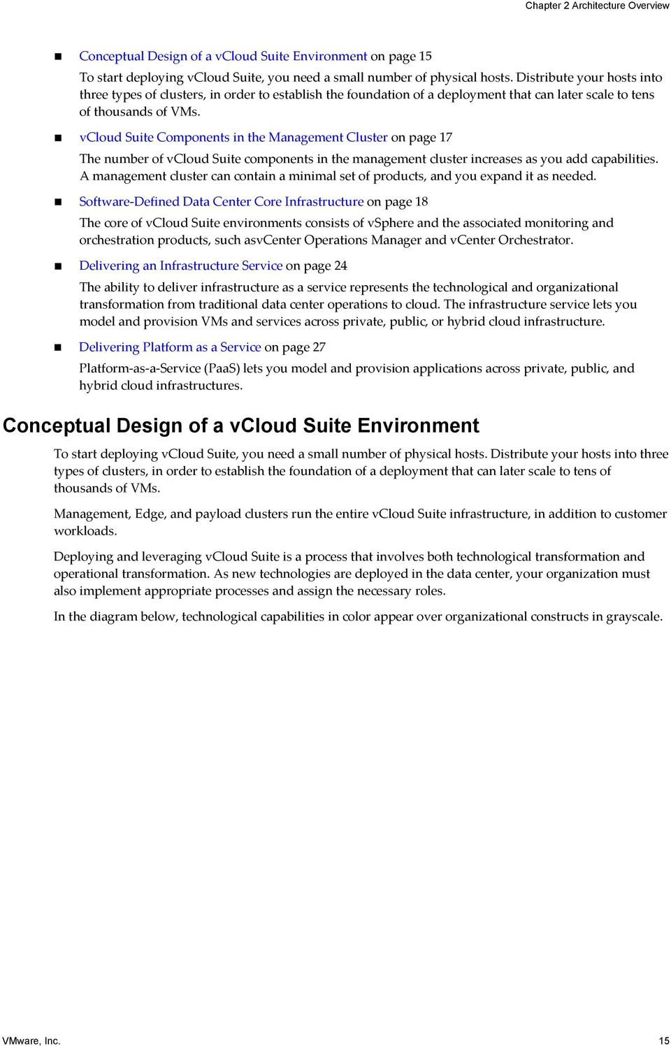 vcloud Suite Components in the Management Cluster on page 17 The number of vcloud Suite components in the management cluster increases as you add capabilities.
