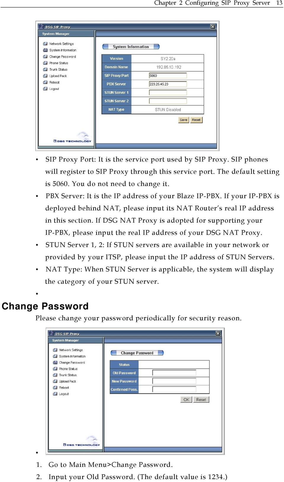 If DSG NAT Proxy is adopted for supporting your IP-PBX, please input the real IP address of your DSG NAT Proxy.