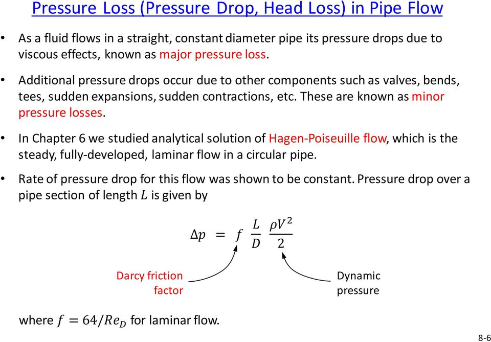 In Chapter 6 we studied analytical solution of Hagen-Poiseuille flow, which is the steady, fully-developed, laminar flow in a circular pipe.