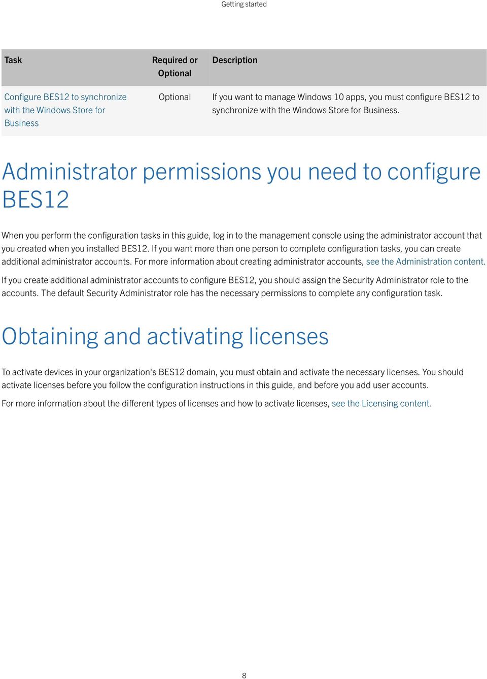 Administrator permissions you need to configure BES12 When you perform the configuration tasks in this guide, log in to the management console using the administrator account that you created when