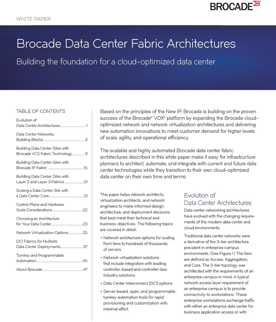 ..15 Building Data Center Sites with Layer 2 and Layer 3 Fabrics.