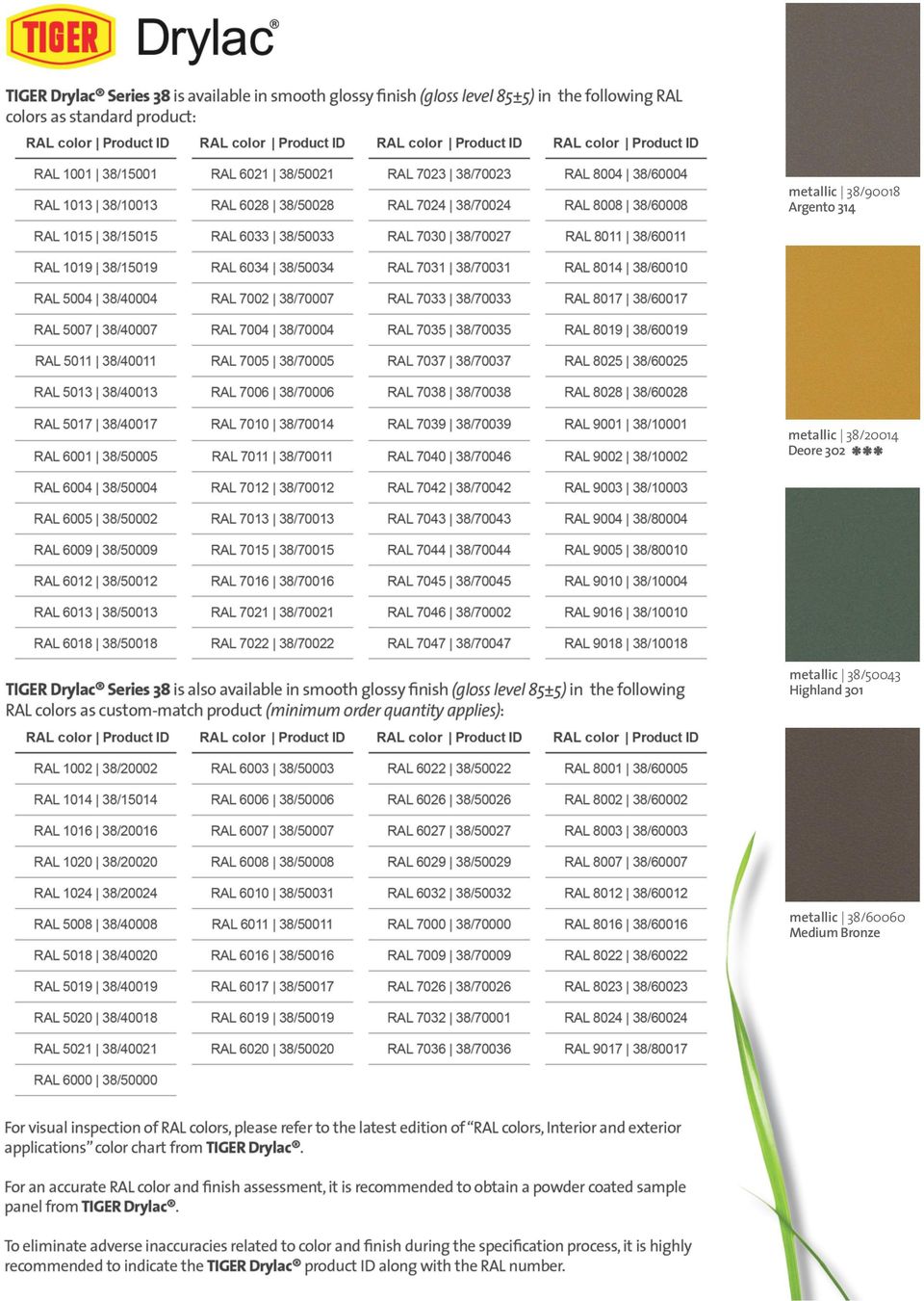 RAL color Product ID RAL color Product ID RAL color Product ...